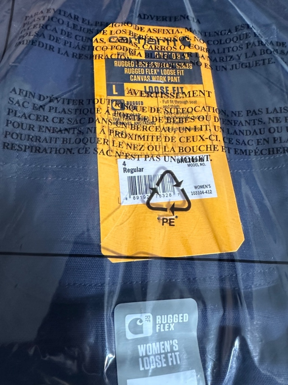 NWT Women’s Carhartt Professional Pants Size 4, Blue Rugged Flex Loose fit - Picture 3 of 3